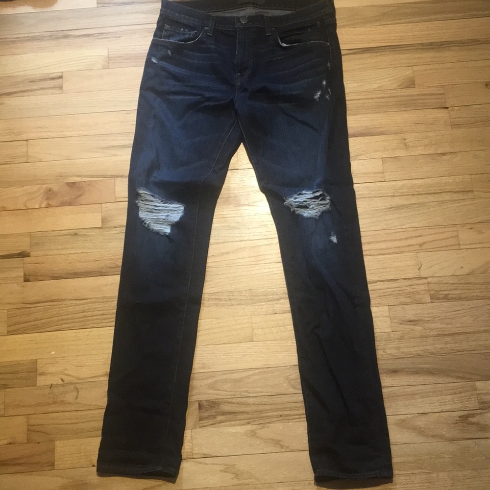 J Brand Dark Wash Ripped Jeans